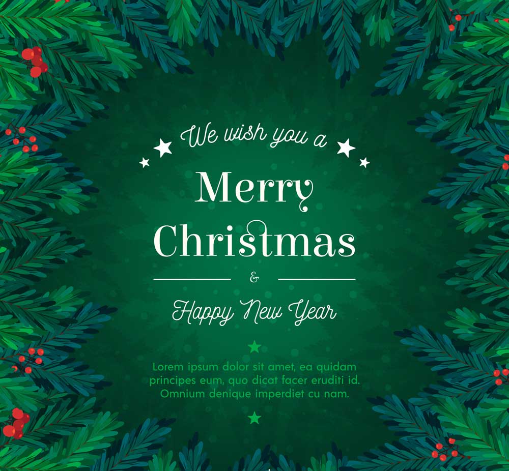 绿色圣诞新年贺卡